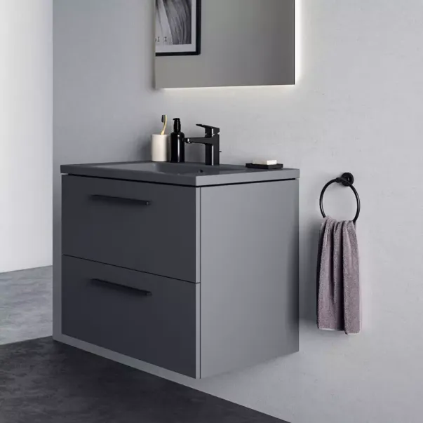 Dulap baza suspendat Ideal Standard i.life B gri quartz mat 2 sertare 80 cm picture - 3