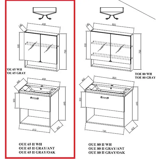 Dulap suspendat cu oglinda KolpaSan Evelin mdf gri 70x65 cm picture - 4