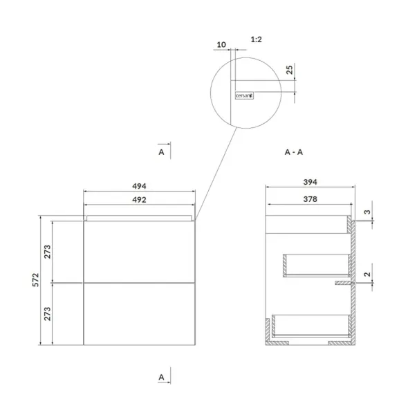 Dulap suspendat pentru lavoar Alb Cersanit Larga 50 cm picture - 2
