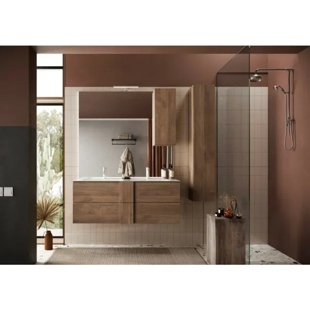 Dulap coloana mare suspendat LC Mobili Italia Hamburg 26x138 cm finisaj stejar inchis mercure picture - 3