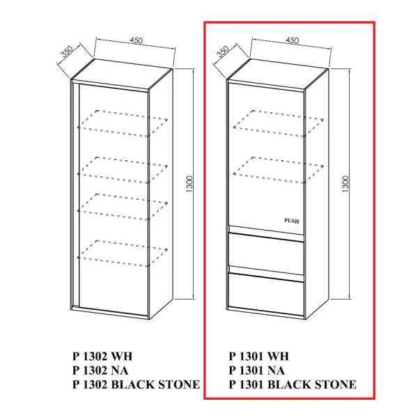 Dulap inalt suspendat cu usa si sertare KolpaSan Pandora mdf alb 130x45 cm picture - 3