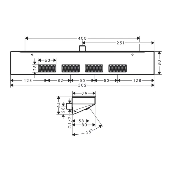 Dus de perete Hansgrohe Rainfinity Shoulder 500 bronz periat 1 functie picture - 6