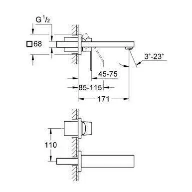Baterie lavoar incastrata Grohe Eurocube S crom lucios picture - 2