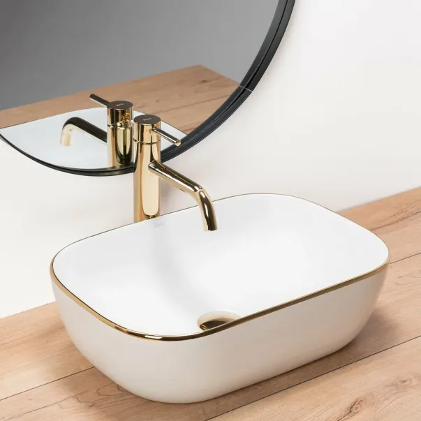 Lavoar alb/auriu pe blat Rea Belinda 46,5 cm 5902557349821
