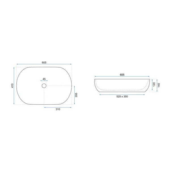 Lavoar pe blat Rea Cleo oval finisaj alb - auriu 60 cm picture - 6