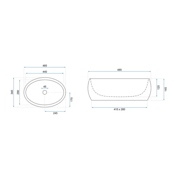 Lavoar pe blat Rea Linda oval finisaj piatra lava mat 49 cm picture - 5
