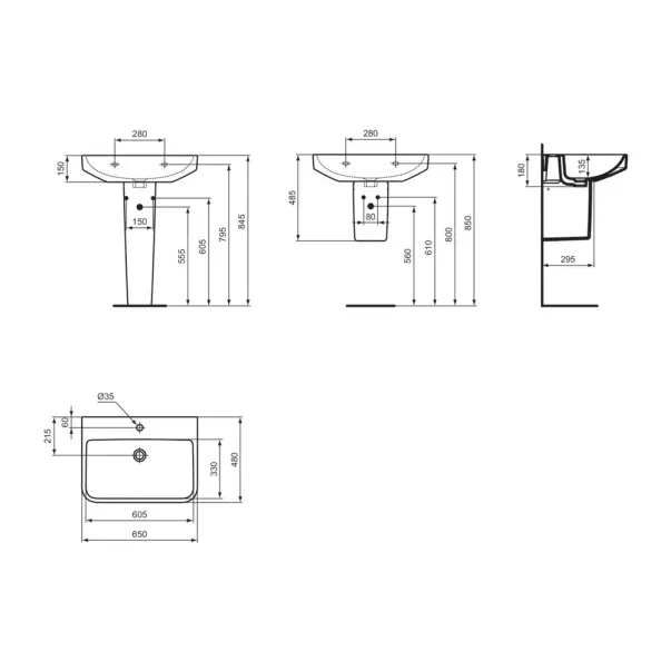 Lavoar suspendat Ideal Standard i.life B alb lucios SmartGuard 65 cm cu orificiu baterie si preaplin picture - 11