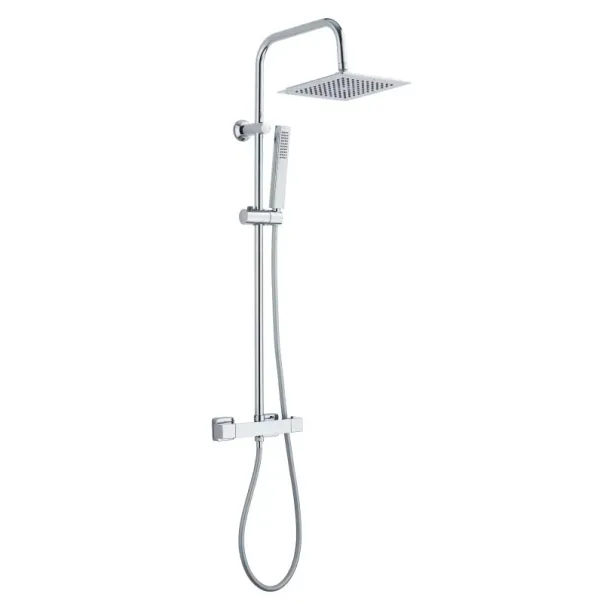 Pachet cabina de dus Cersanit Jota crom 90x90 cm si coloana de dus Invena Svart crom picture - 2