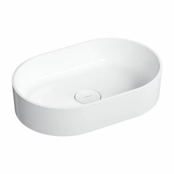 Pachet lavoar pe blat Omnires Ovo M+ alb 55 cm, baterie lavoar Grohe Eurosmart Cosmopolitan XL crom si ventil lavoar Click-Clack crom picture - 5
