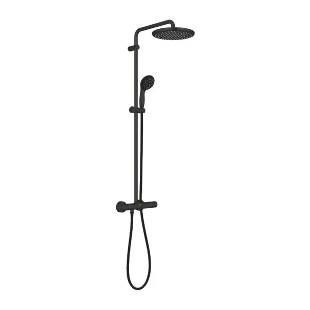 Pachet paravan dus Walk-In Omnires Marina negru 90x200 cm si coloana de dus Grohe Vitalio Start negru picture - 2