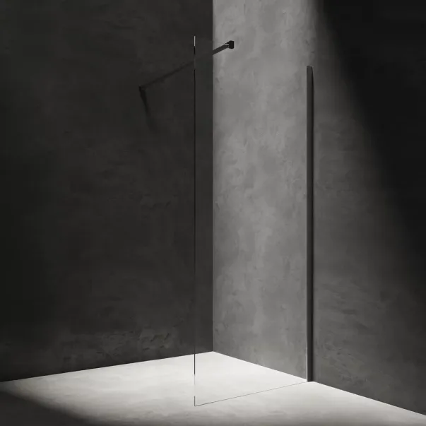 Pachet paravan dus Walk-In Omnires Marina negru 90x200 cm si coloana de dus Grohe Vitalio Start negru picture - 4