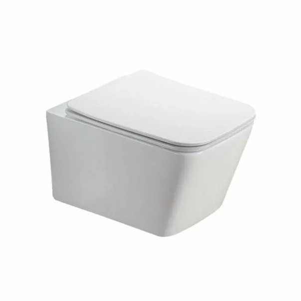 Pachet vas wc Rune Jord, capac slim softclose si set rezervor wc cu cadru incastrat Geberit Duofix si clapeta alba Delta20 picture - 2