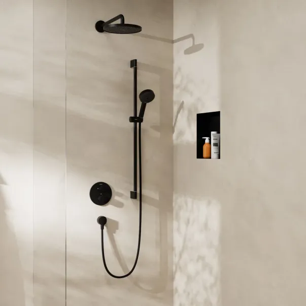 Palarie de dus rotunda Hansgrohe Activera S EcoSmart 24 cm negru mat 1 functie picture - 5