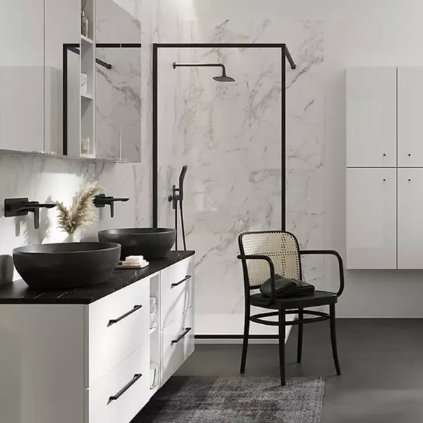 Paravan de dus tip Walk-in Cersanit Larga negru 90x200 cm picture - 2