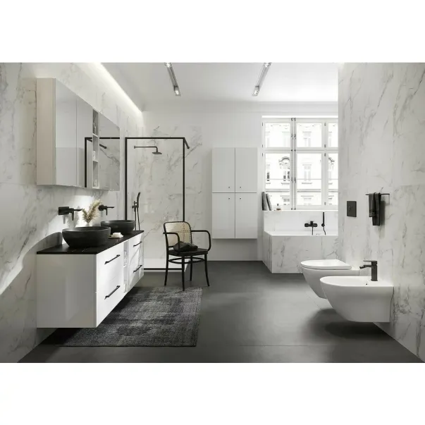 Paravan de dus tip Walk-in Cersanit Larga negru 90x200 cm picture - 4