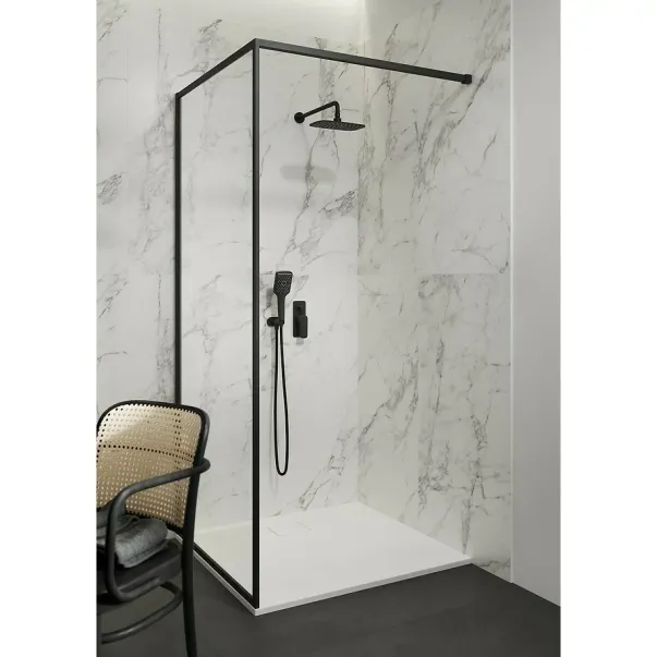 Paravan de dus tip Walk-in Cersanit Larga negru 90x200 cm picture - 5
