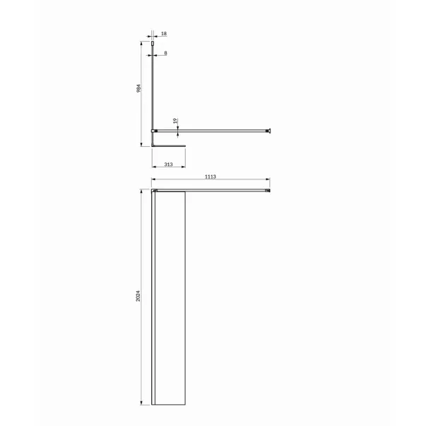 Paravan de dus tip Walk-in cu perete lateral Omnires Marina transparent 100 cm picture - 2