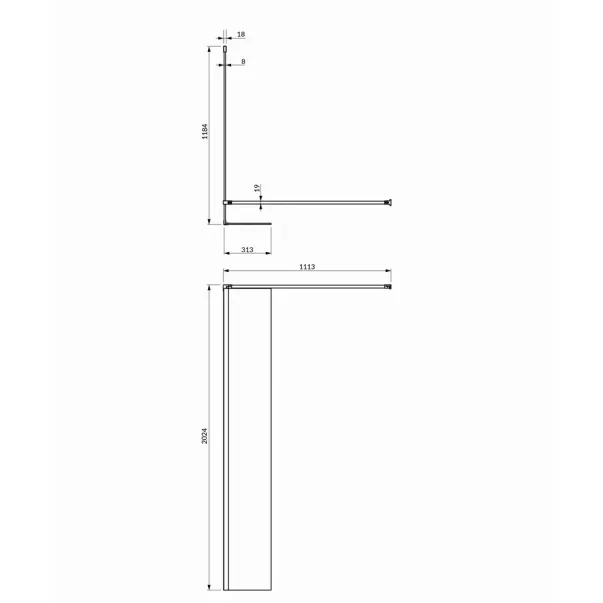 Paravan de dus tip Walk-in cu perete lateral Omnires Marina negru mat/transparent 120 cm picture - 2