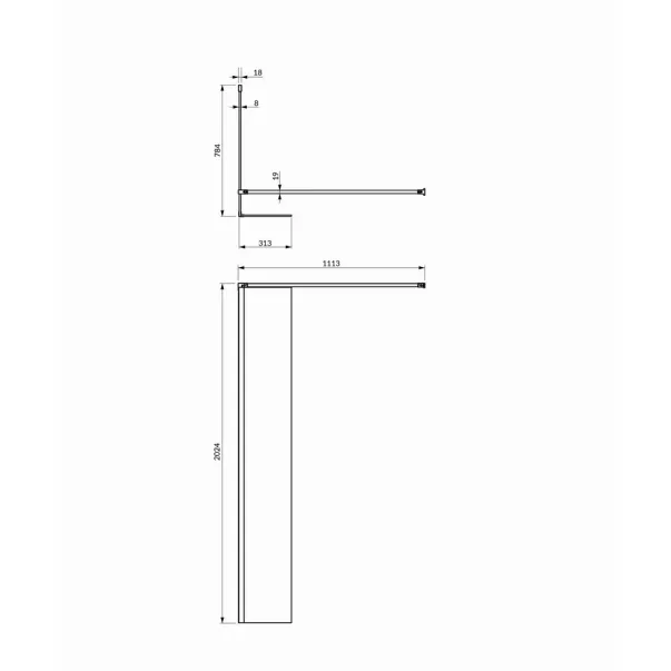 Paravan de dus tip Walk-in cu perete lateral Omnires Marina negru mat/transparent 80 cm picture - 2