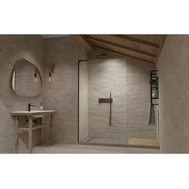 Paravan de dus tip Walk-in Radaway Modo SL II negru mat-transparent 100 cm sticla securizata 8 mm stanga picture - 2