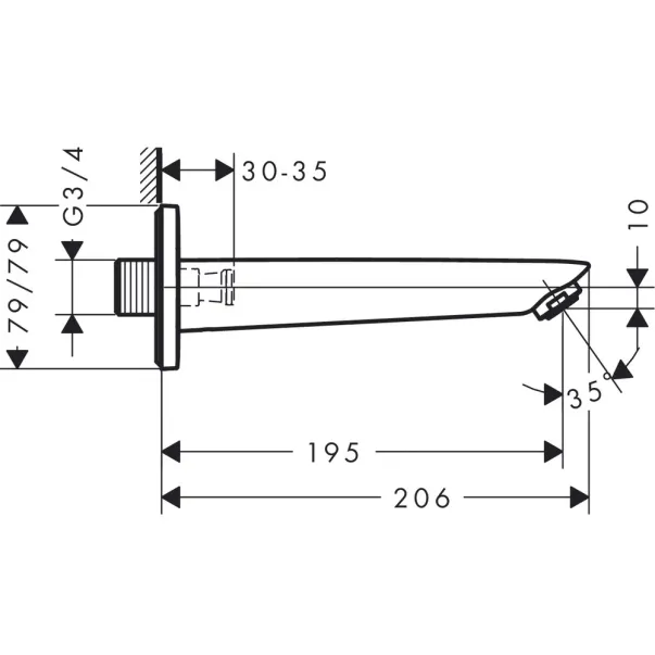 Pipa cada Hansgrohe Logis montaj incastrat crom lucios picture - 2