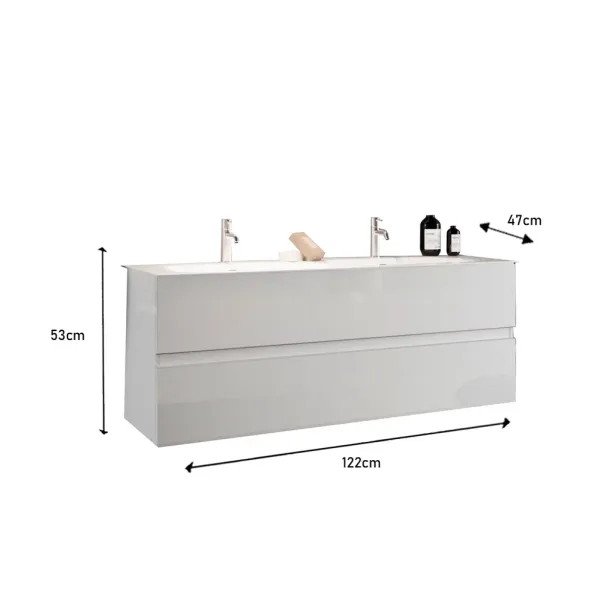 Set dulap baza si lavoar suspendat alb LC Mobili Italia Start 122x53x47 cm picture - 3
