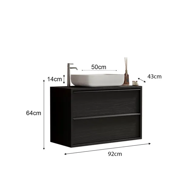 Set dulap baza si lavoar suspendat negru LC Mobili Italia Steel 92x64x43 cm picture - 3