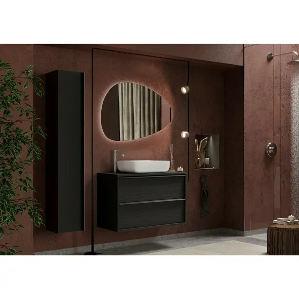 Set dulap baza si lavoar suspendat negru LC Mobili Italia Steel 92x64x43 cm picture - 2
