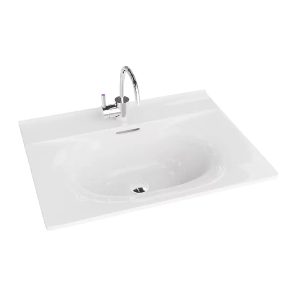 Set dulap baza suspendat Rune Asger 2 sertare 60 cm negru lucios si lavoar alb picture - 5