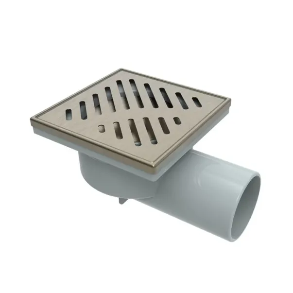 Set rigola pentru dus Inter Ceramic New Generation cu capac cu fante diagonale 10x10 cm finisaj bronz periat picture - 2