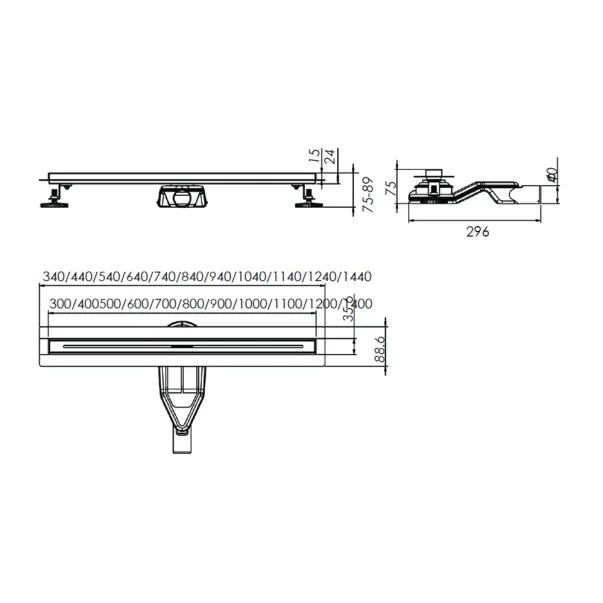 Set rigola pentru dus plus capac Inter Ceramic New Generation Slim 60 cm finisaj metal periat picture - 3