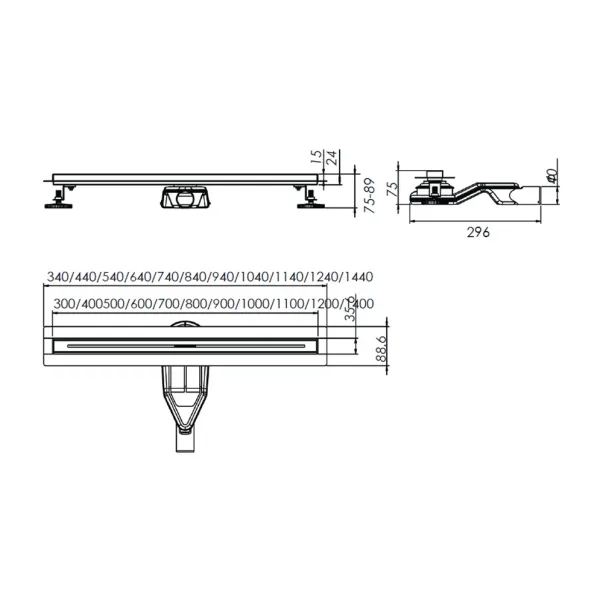 Set rigola pentru dus plus capac Inter Ceramic New Generation Slim 60 cm finisaj negru mat picture - 3