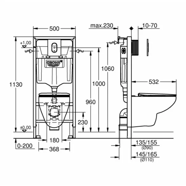 Set vas wc cu capac, clapeta si rezervor incastrat Grohe Bau Ceramic Rapid SL picture - 2