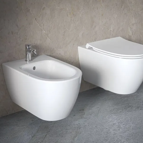 Set vas WC suspendat Ideal Standard I.life O cu capac softclose alb si bideu picture - 2