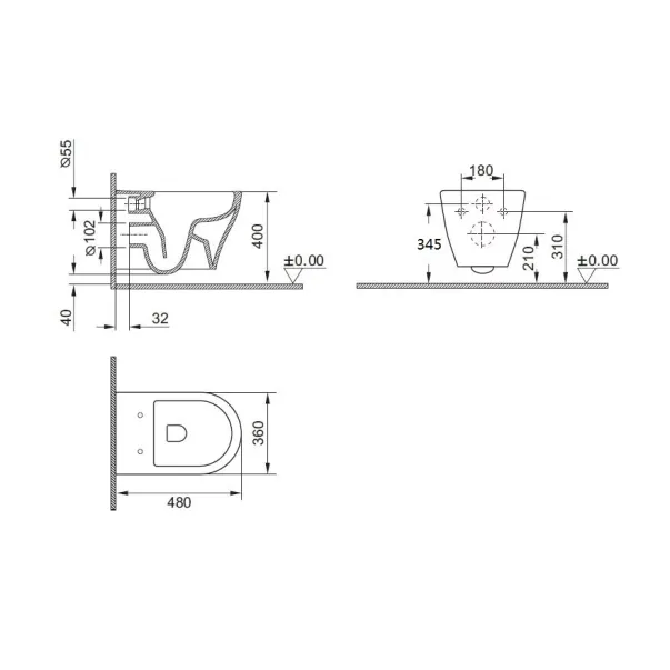 Set vas WC suspendat Inter Ceramic Rimless cu capac softclose finisaj alb lucios picture - 6