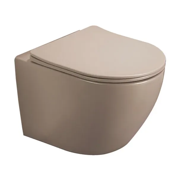 Set vas WC suspendat Inter Ceramic Tornado Rimless cu capac soft close Quick Release bej mat picture - 2