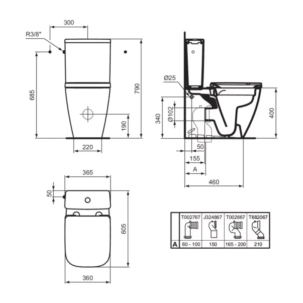 Vas WC pe pardoseala Ideal Standard i.life S BTW rimless alb
