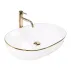 Lavoar pe blat Rea Cleo oval finisaj alb - auriu 60 cm picture - 2