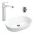Pachet lavoar pe blat Rea Cleo alb 61 cm, baterie lavoar Grohe Eurosmart Cosmopolitan XL crom si ventil lavoar Click-Clack crom picture - 1