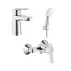Set baterii lavoar dus Grohe BauEdge si dus cu porter Tempesta crom lucios picture - 1