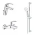 Set baterie lavoar baterie cada dus si set dus Grohe Eurosmart New S crom lucios picture - 1