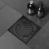 Set rigola pentru dus Inter Ceramic New Generation cu capac cu fante diagonale 10x10 cm finisaj negru lucios picture - 1
