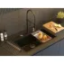 Statie de lucru incastrata cu dozator sapun Quadron Unique Marc negru carbon - inox 76x50 cm picture - 12