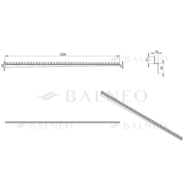 Profil inclinat dreapta pentru perete Balneo Floor Strips 120 cm finisaj negru mat picture - 9