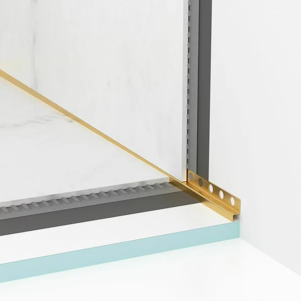 Profil inclinat dreapta pentru perete Balneo Floor Strips 170 cm finisaj auriu periat picture - 2