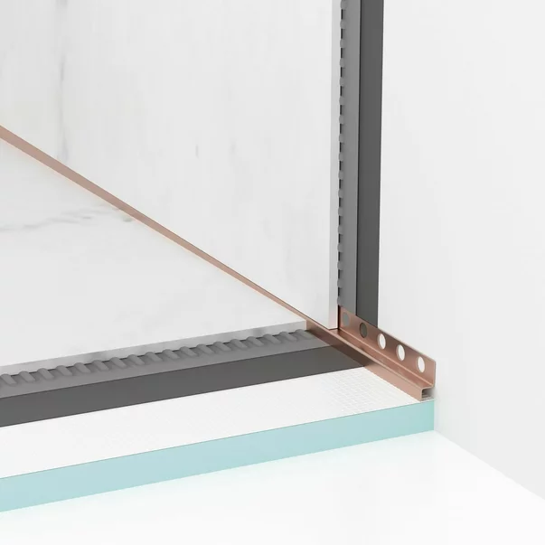 Profil inclinat dreapta pentru perete Balneo Floor Strips 170 cm finisaj cupru periat picture - 3