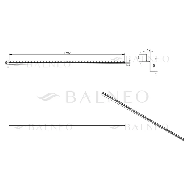 Profil inclinat dreapta pentru perete Balneo Floor Strips 170 cm finisaj cupru periat picture - 9