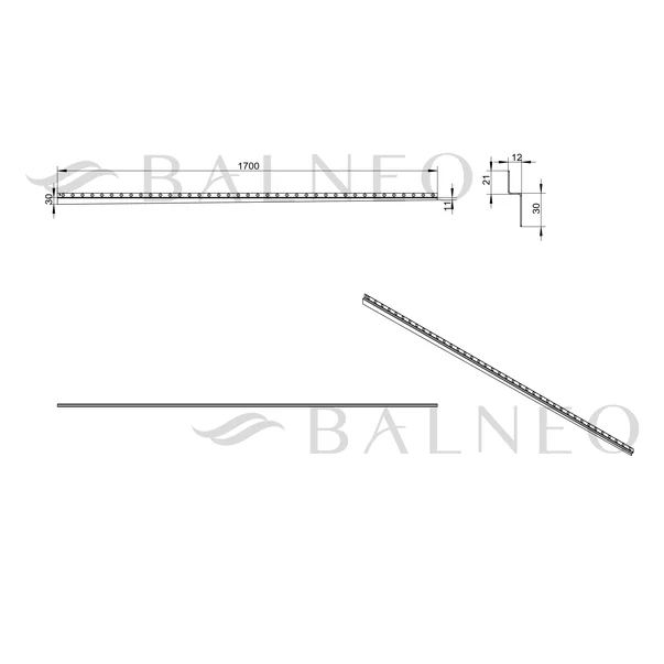 Profil inclinat dreapta pentru podea Balneo Floor Strips 170 cm finisaj Gun Metal mat picture - 6