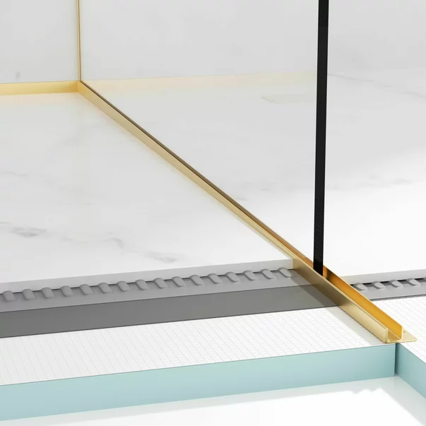Profil inclinat dreapta pentru sticla Balneo Floor Strips 120 cm finisaj auriu periat picture - 2