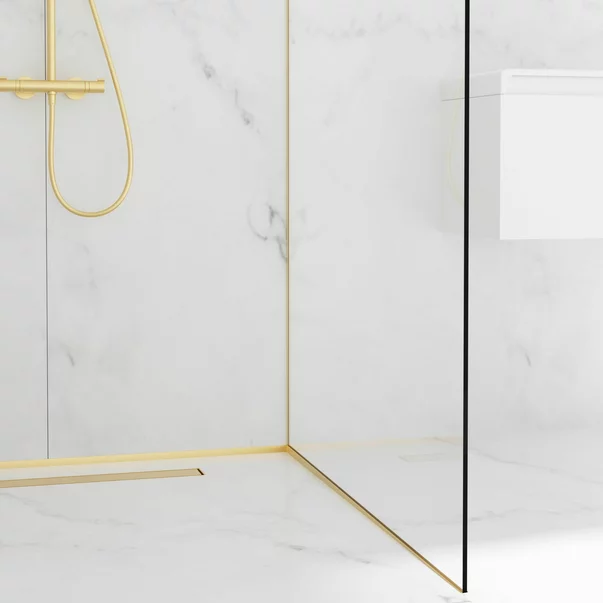 Profil inclinat dreapta pentru sticla Balneo Floor Strips 120 cm finisaj auriu periat picture - 3